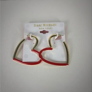 Isaac Mizrahi Red and Gold Heart Earrings